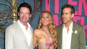 Hugh Jackman, Blake Lively und Ryan Reynolds bei einer Premiere von "Nur noch ein einziges Mal" ...