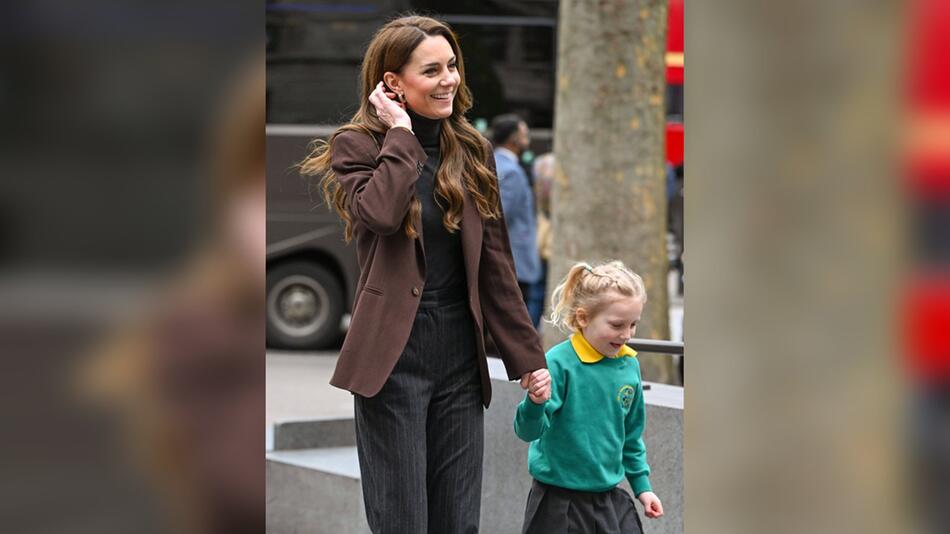 Prinzessin Kate mit der kleinen Grace am Dienstag in London.