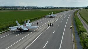 Schweizer Kampfjets starten und landen auf der Autobahn A1