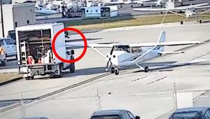 Nach der Landung nicht aufgepasst: Pilotin bleibt mit Tragfläche hängen