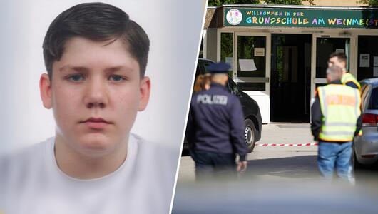 Bildkombo: Fahndungsfoto und Tatortbild