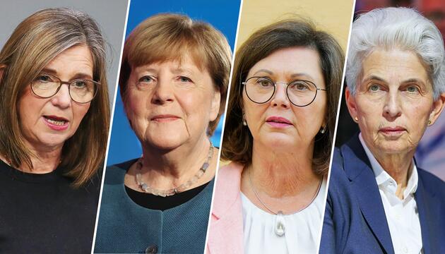 Katrin Göring-Eckardt (Grüne), Angela Merkel (CDU), Ilse Aigner (CSU), Agnes Strack-Zimmermann (FDP)
