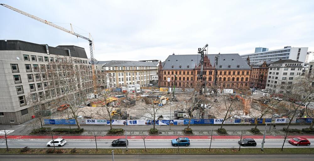 Bauarbeiten im Justizviertel in Frankfurt am Main