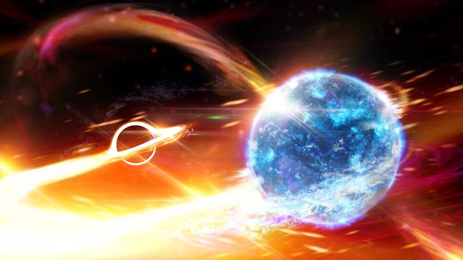 Schwarzes Loch frisst Neutronenstern «wie Pac-Man»