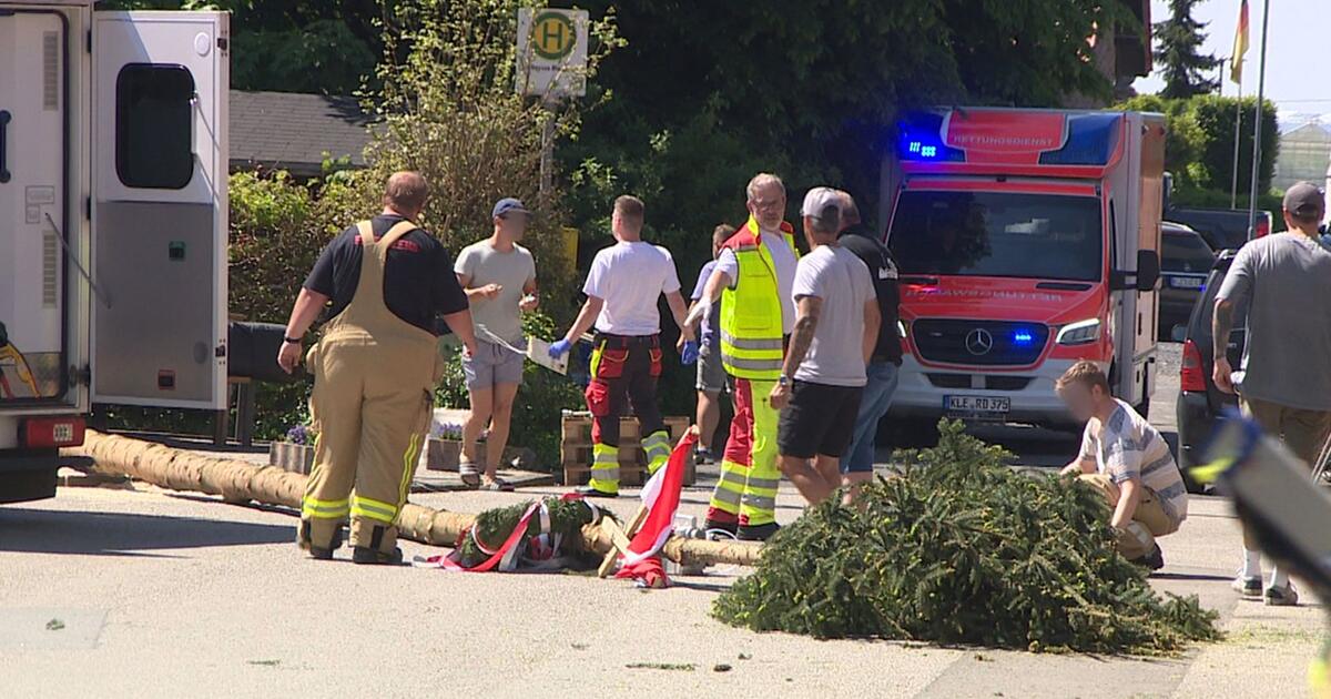 Maibaum fällt in Menschenmenge - mehrere Verletzte
