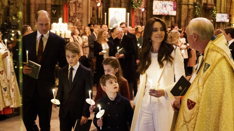 Prinzessin Kate und ihre Familie 2023 beim Gottesdienst in der Westminster Abbey.