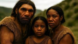 Familie aus Neandertalern und Homo sapiens