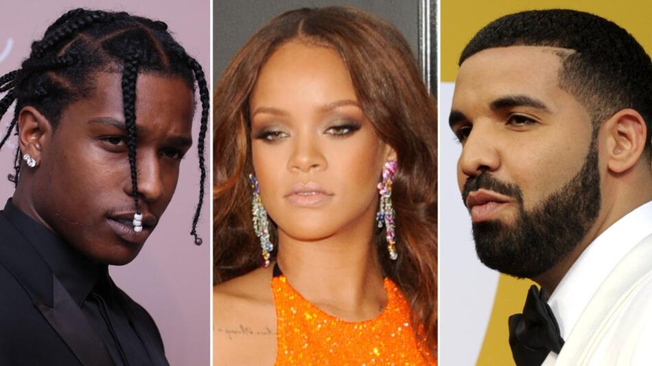 Rihanna war von 2009 bis 2016 in einer On-off-Beziehung mit Drake (r.). Heute ist sie mit A$AP ...