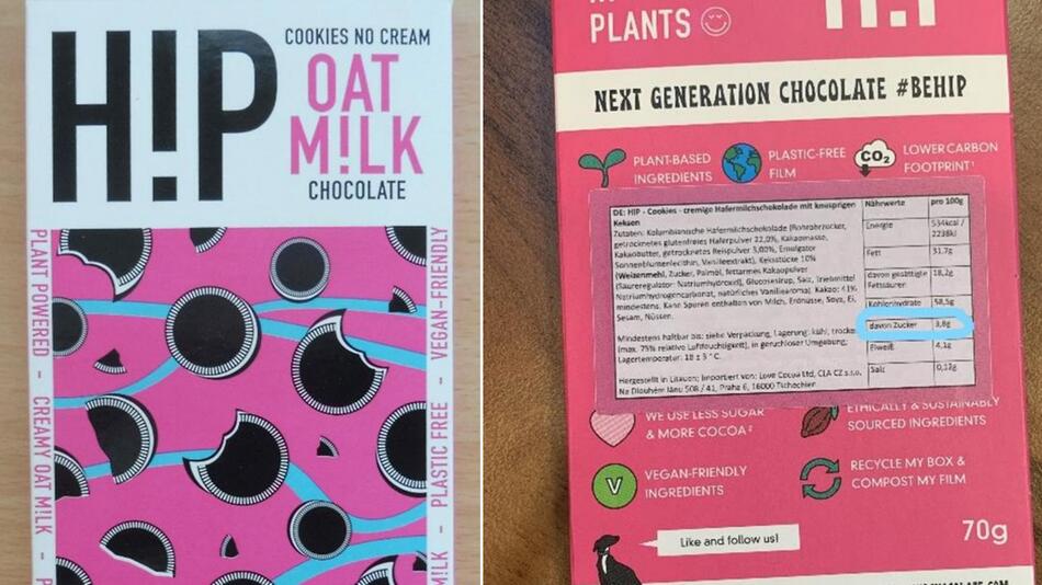Rückruf von „H!P OAT M!LK Chocolate: Falscher Zuckergehalt deklariert