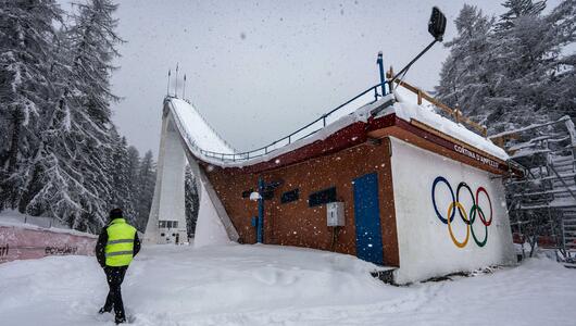 Skisprung-Schanze in Cortina d'Ampezzo, fotografiert am 28.1.2026 (Symbolbild).
