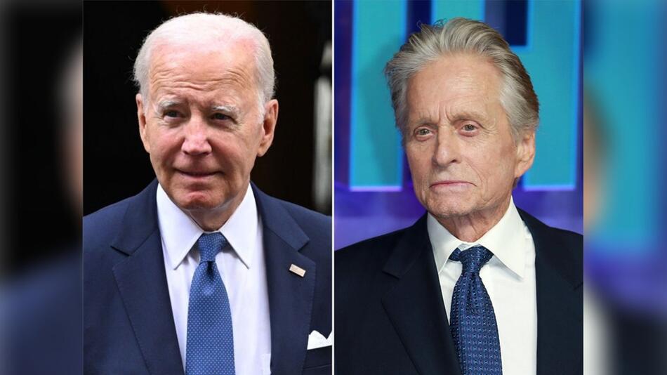 Michael Douglas (r.) macht sich Sorgen um Joe Bidens Zustand.