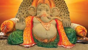 Hindu-Gott Ganesha als Sandskulptur bei der SandWorld