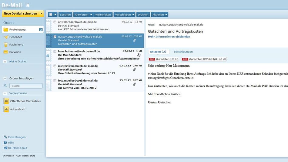 De-Mail Client von WEB.DE und GMX