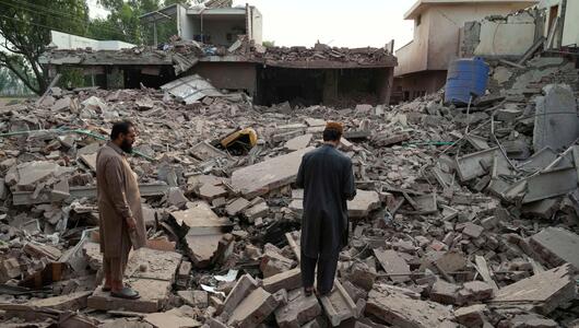 Zerstörte Häuser in Pakistan