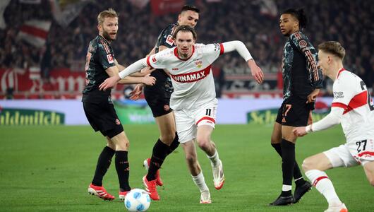 Beim Spiel des VfB gegen den FC Bayern läuft Woltemade im Februar 2025 allen davon.