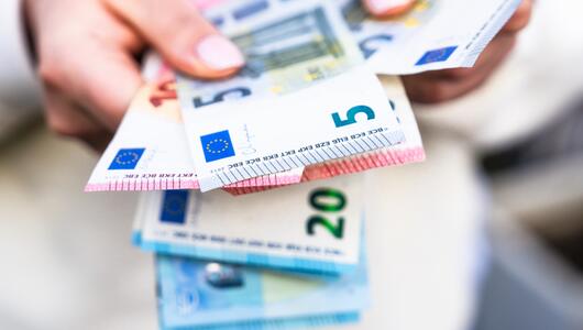 Frau hält Euroscheine in der Hand