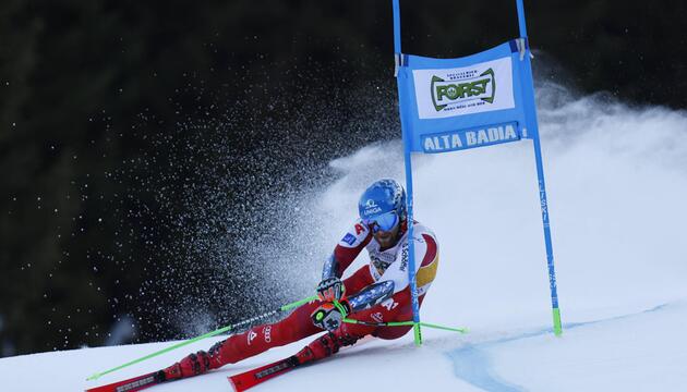 Marco Schwarz beim Riesenslalom in Alta Badia.