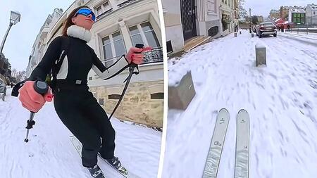 Skifahrerin rast durch Montmartre