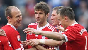 April 2010: Arjen Robben, Thomas Müller, Bastian Schweinsteiger und Ivica Olic.
