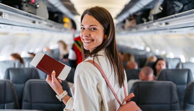 Frau im Flugzeug