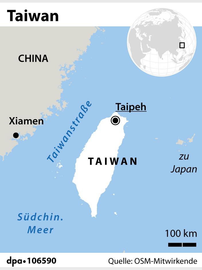 Grafik-Karte: Taiwan und Taiwanstraße