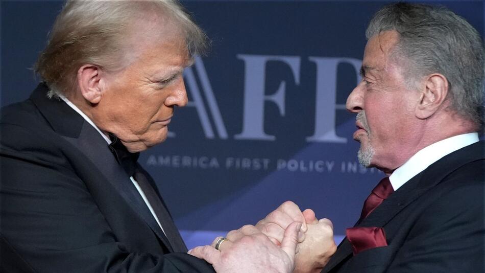 Donald Trump (l.) und Sylvester Stallone