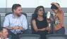 JD Vance mit seiner Frau Usha und einem seiner Söhne auf der Tribüne des TQL-Stadions in Cincinnati.