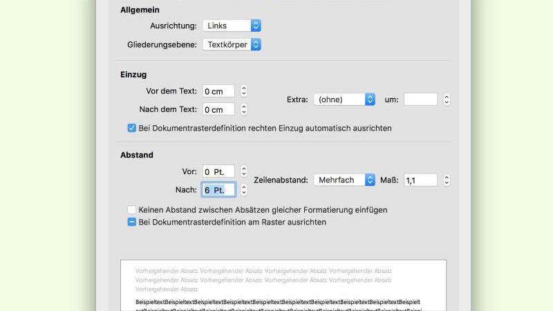 Halben Zeilenabstand einfügen