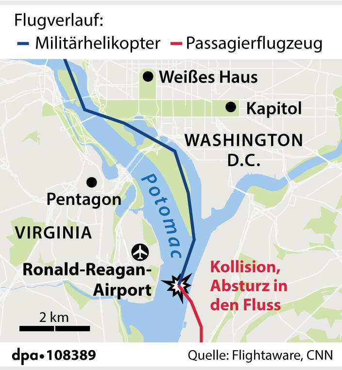 Grafik-Karte: Washington: Verortung des Flugzeugabsturzes