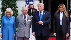 König Charles und Königin Camilla haben sich vor dem Weißen Haus von Donald und Melania Trump ...