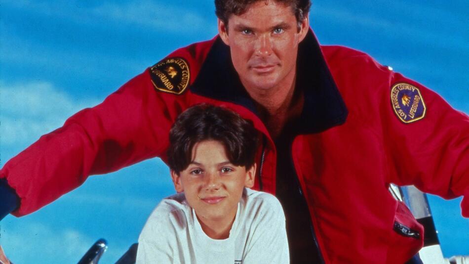 Jeremy Jackson mit Onscreen-Vater David Hasselhoff am Anfang seiner "Baywatch"-Zeit in der ...