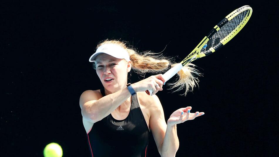 Caroline Wozniacki trainiert am 18. Januar 2020 im australischen Melbourne