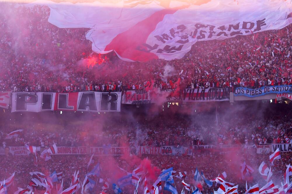 Am 7. Mai 2023 feiern die Fans von River Plate einen 1:0-Sieg über die Boca Juniors im Stadt-Derby