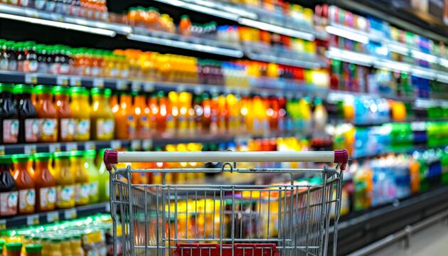 Supermarkt, einkaufen, Saftregal