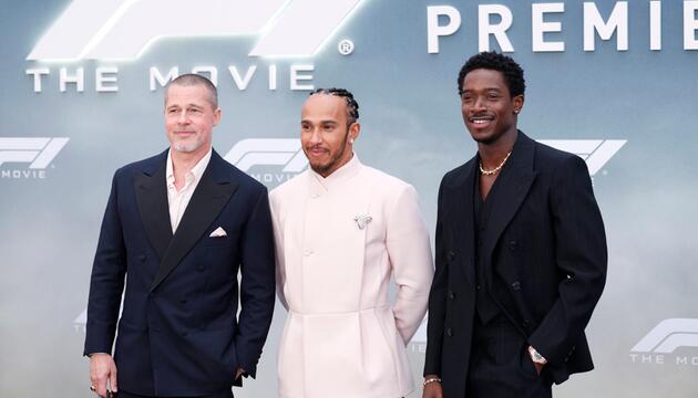 Brad Pitt, Lewis Hamilton und Damson Idris bei der "F1"-Premiere