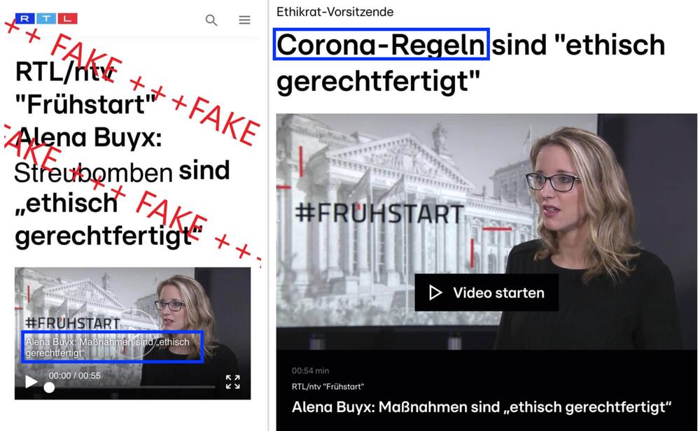 Quellen: Twitter / RTL.de; Collage und Screenshots: CORRECTIV.Faktencheck