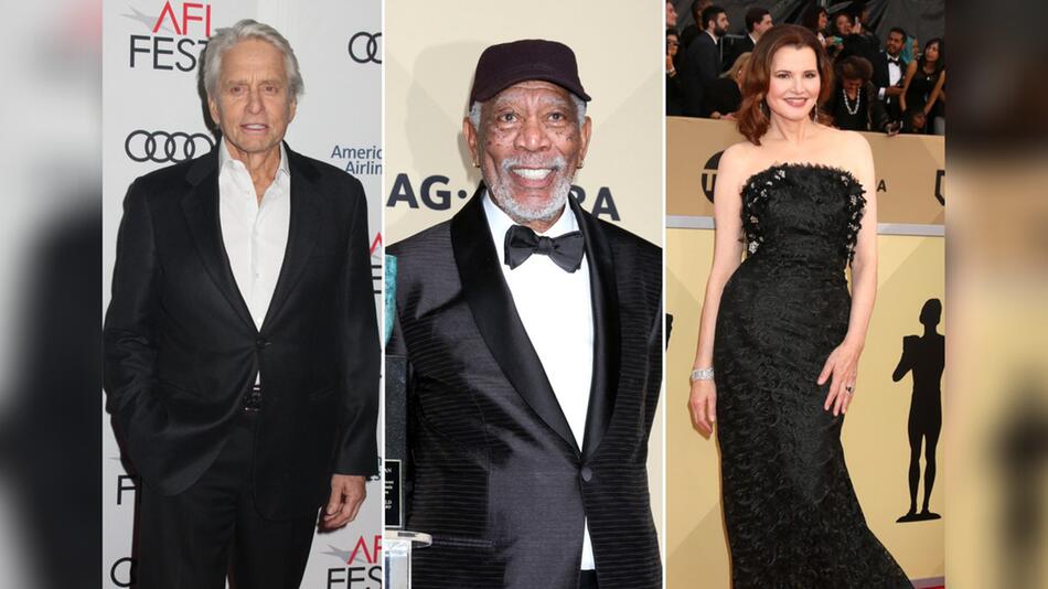 Die Filmpräsidenten Michael Douglas, Morgan Freeman und Geena Davis (v.l.n.r.) werden zu ...