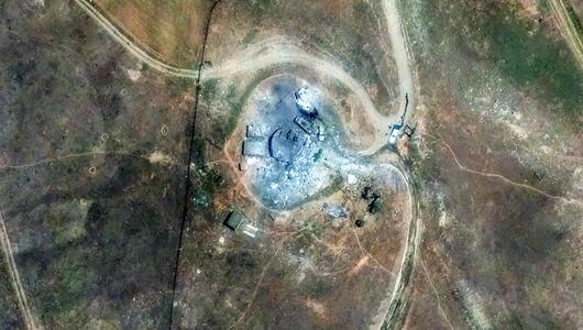 Satellitenbild der iranische Atomanlage bei Piranschahr nach Raketenangriff