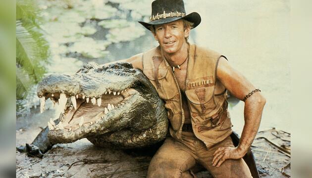 Krokodil Burt mit "Crocodile Dundee"-Star Paul Hogan.