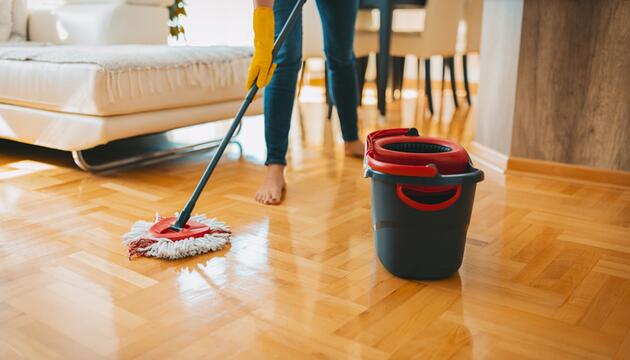 Pflege des Parketts im Wohnzimmer
