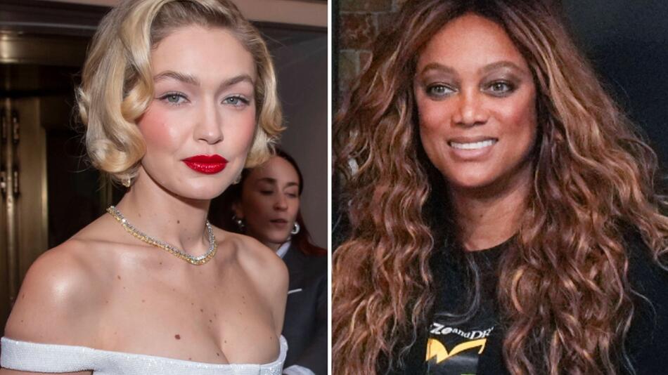 Gigi Hadid neben Tyra Banks (r.).