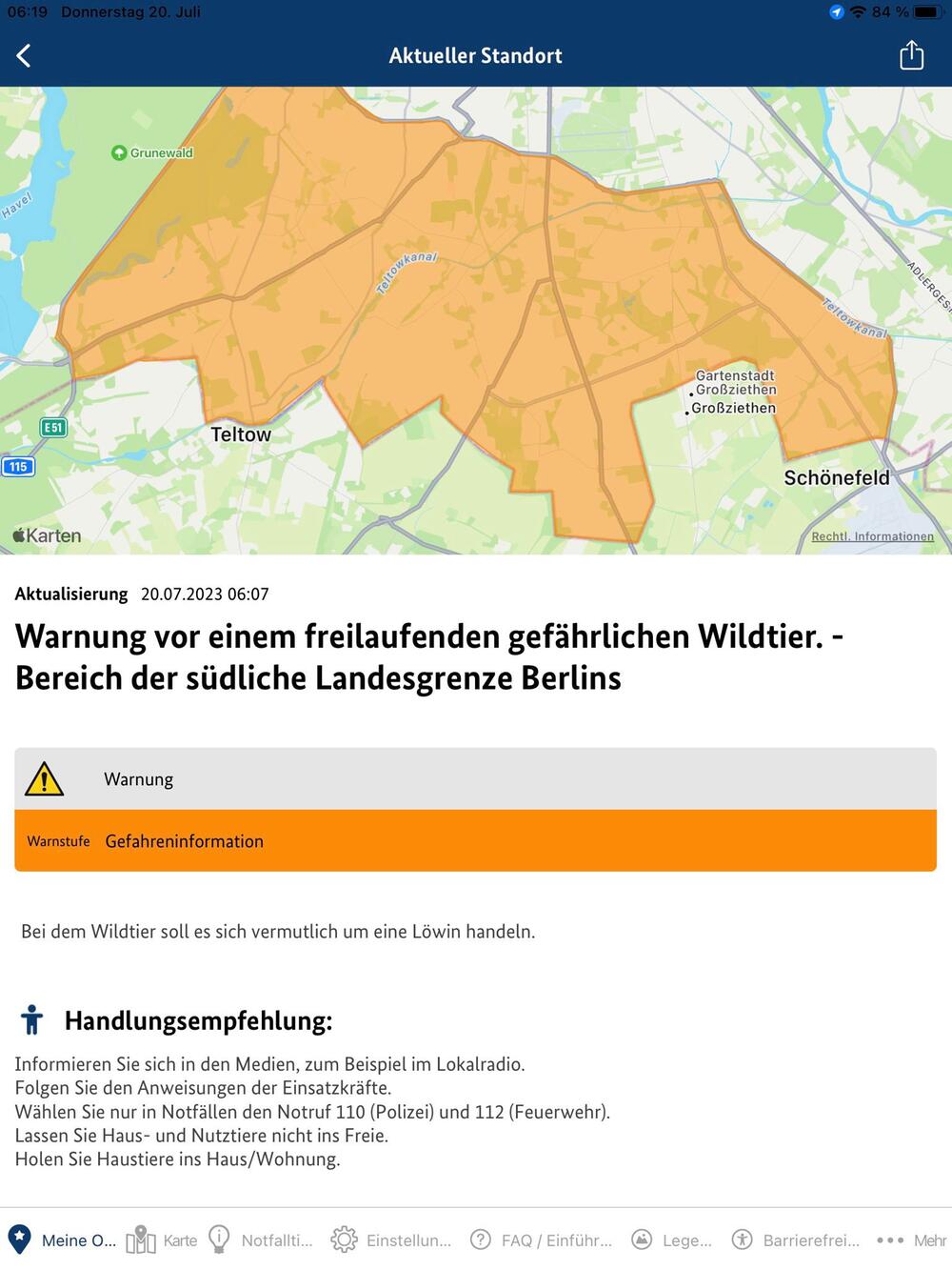 Polizei sucht in Brandeburg nach gefährlichem Wildtier