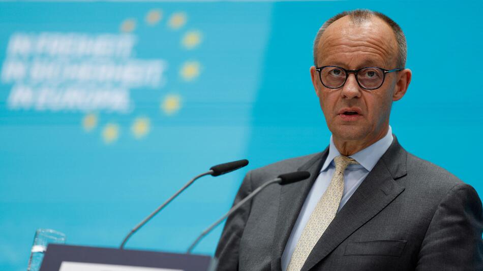 Der CDU-Vorsitzende Friedrich Merz äußert sich nach der Europawahl während einer Pressekonferenz