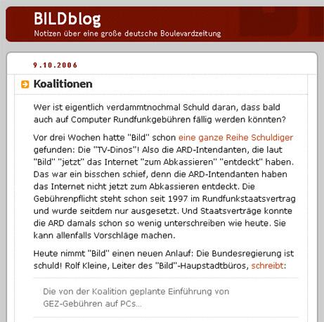 Screenshot von Bildblog.de