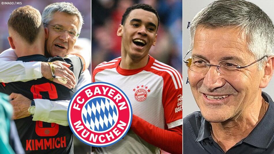 Joshua Kimmich und Jamal Musiala und Herbert Hainer