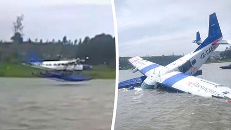 Dramatische Szenen: Wasserflugzeug gerät in Schwierigkeiten