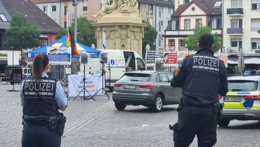 Mannheimer Marktplatz -  Polizeieinsatz