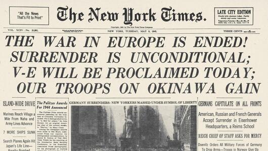 Titelseite der New York Times vom 8. Mai 1945
