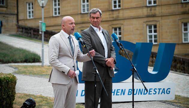CSU-Landesgruppenchef Alexander Hoffmann und Bayerns Ministerpräsident Markus Söder