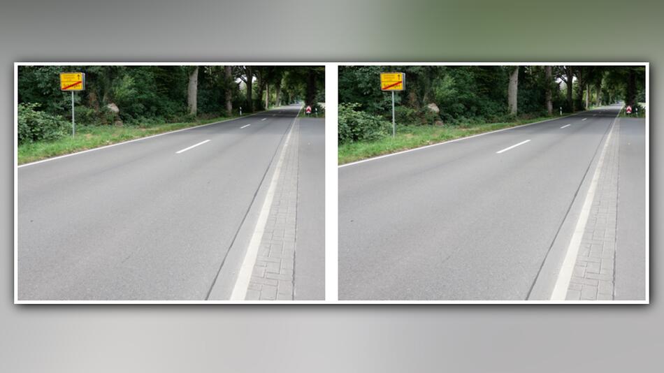Optische Täuschung mit zwei Bildern derselben Allee